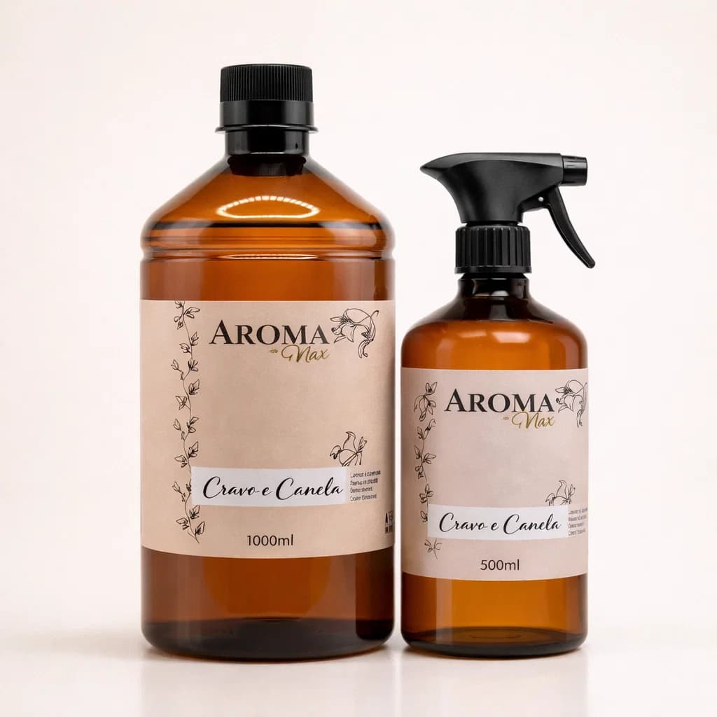 Água Perfumada Cravo e Canela 1,5L - Spray com Refil para Tecidos, Roupas, Ambientes - Aroma Max