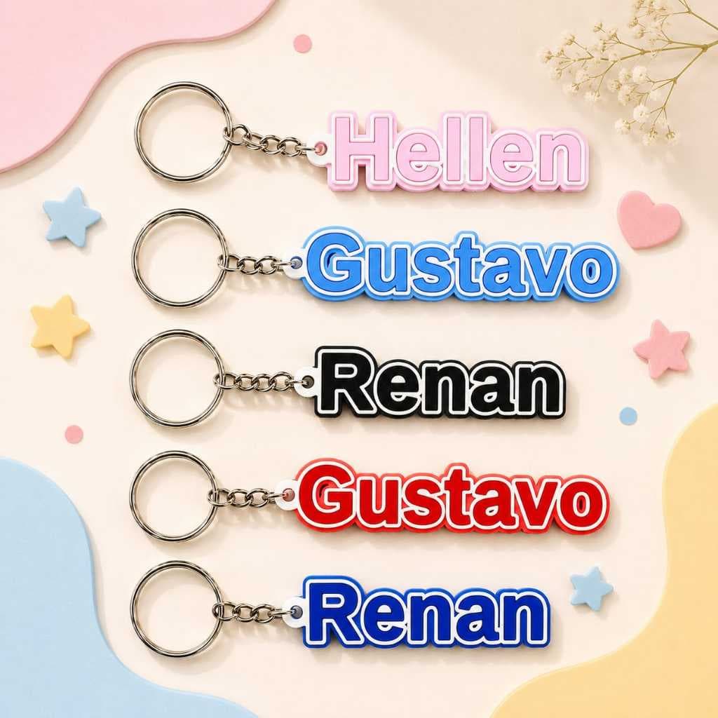 Chaveiro Personalizado com Nome em 3D | Escolha o Nome e a Cor | Presente Personalizado