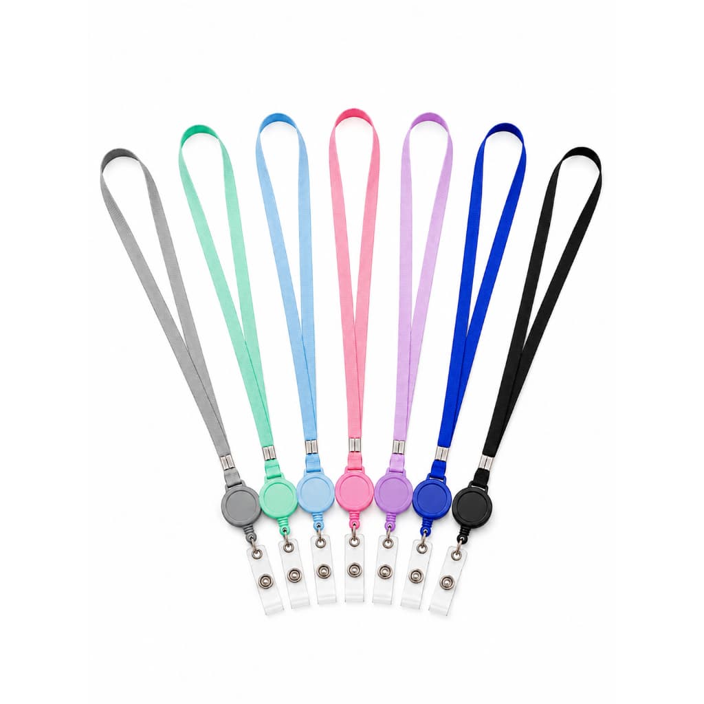 Cordão Porta-Crachá com Yoyo Retrátil e Presilha Transparente – Várias Cores