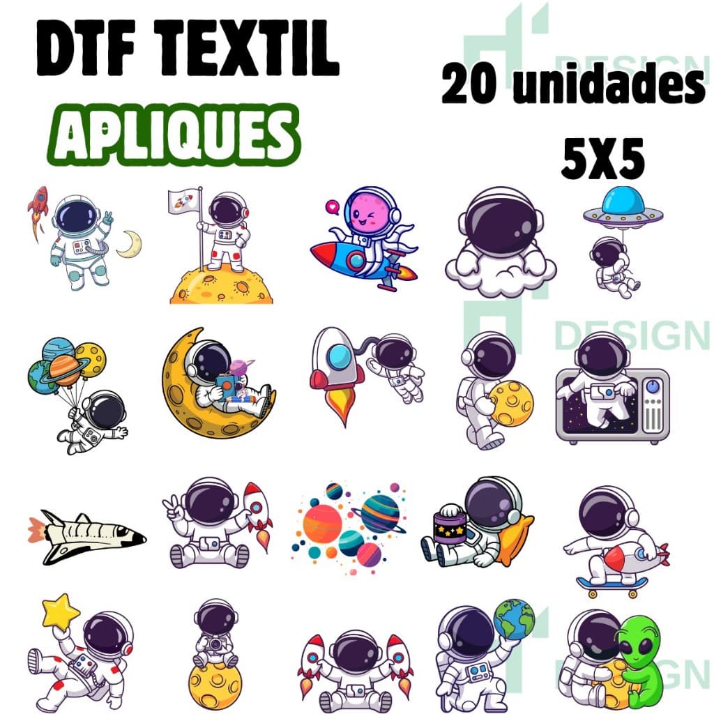 Apliques Termocolantes DTF Textil Apliques Prontos 5x5 Para Tecidos Envio Rapido Modelo REF:134