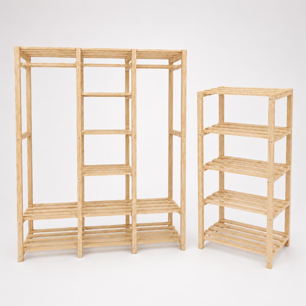 Closet Aberto Completo para Quarto com Módulos de Arara e Sapateira Vertical