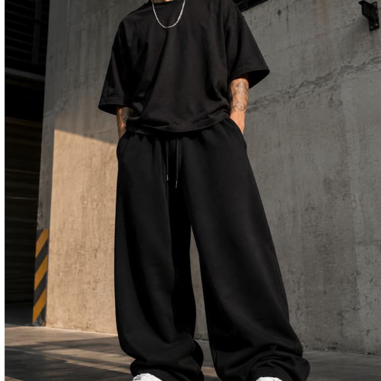 Calça Baggy Wide Leg Unissex Moletinho Streetwear Hip Hop Casual Skate Básica Lisa Confortável Masculina Feminina