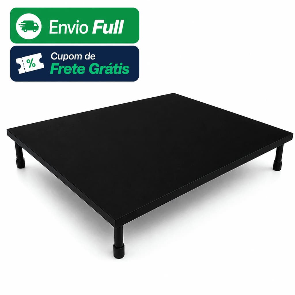 Tampa de Cooktop e Fogão 4 Bocas 62x52cm Protetor Organizador Multiuso MDF Preto Suporta 10kg