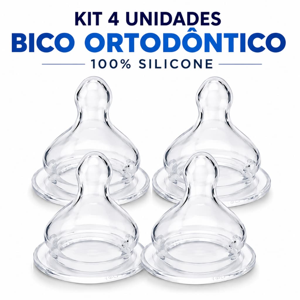 Kit 4 Bicos Big Silicone Ortodôntico para Mamadeira