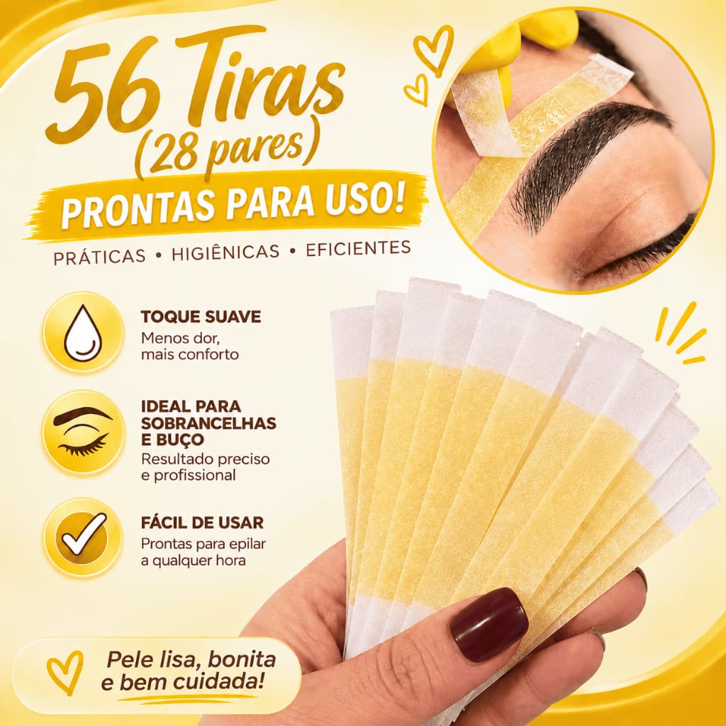 Kit 56 Tiras de Cera de Sobrancelhas e Buço Depilflax  Depilação