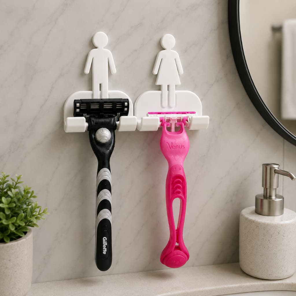 Suporte de Lâmina de Barbear Dele e Dela, Conjunto feminino e Masculino Organizador de Banheiro