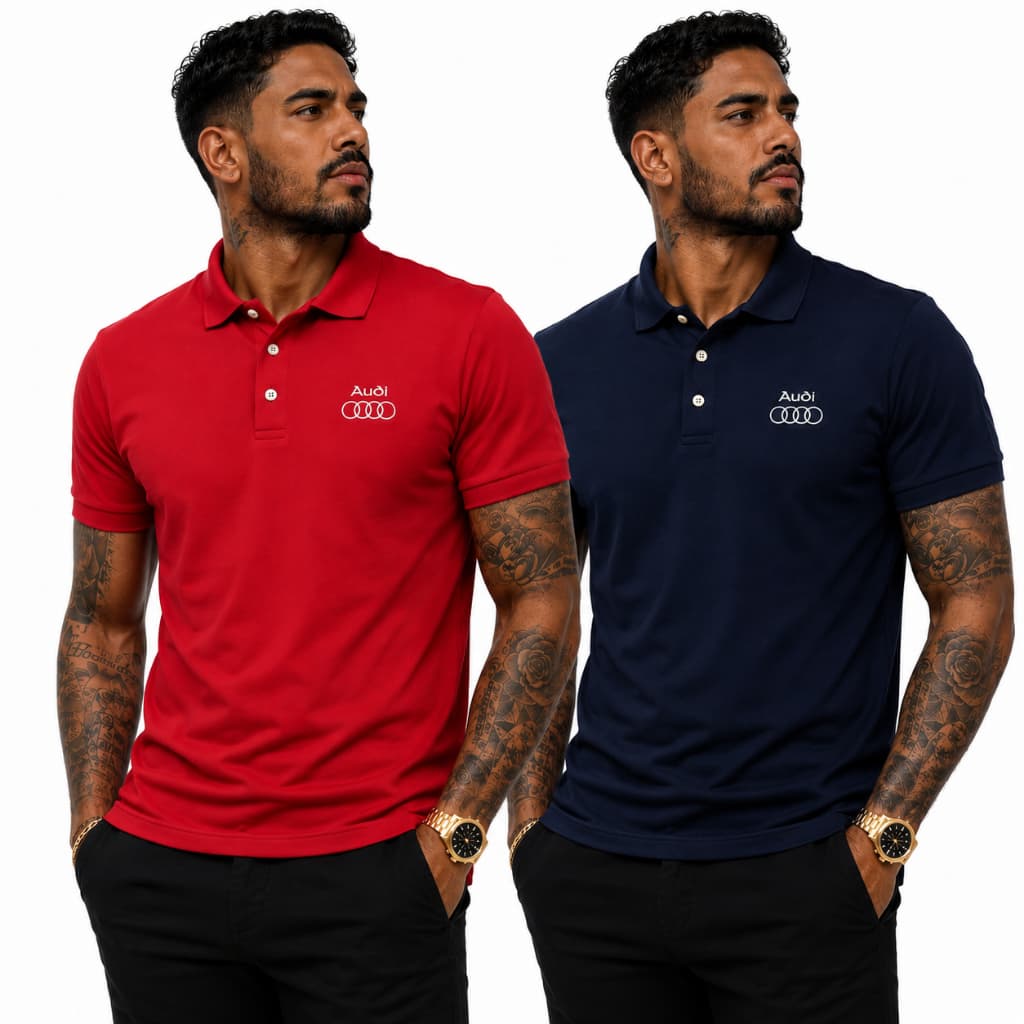 kit 2 Camisa Polo audi carros Camiseta esportiva masculino