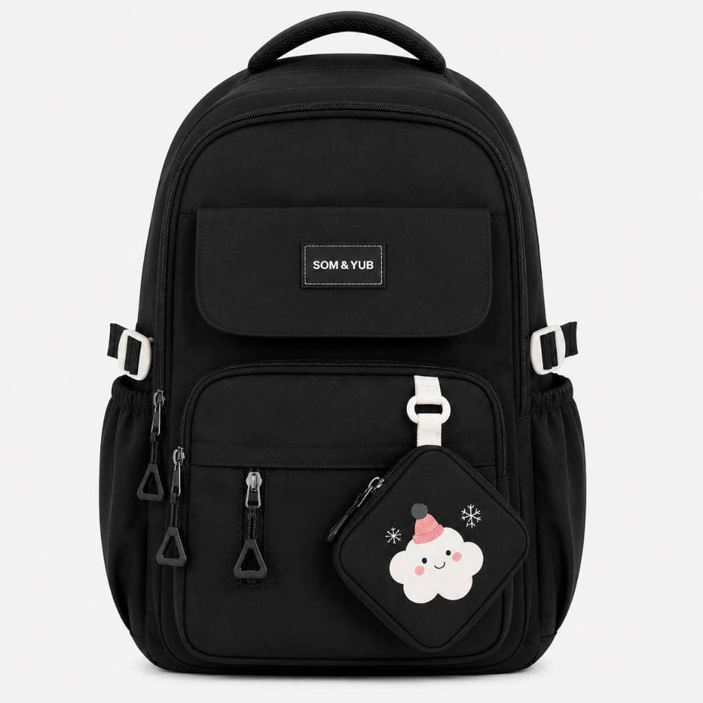 Mochila Feminina Juvenil Fofa Com Pingente Grande Capacidade Impermeável Para Escola Faculdade E Uso Diário