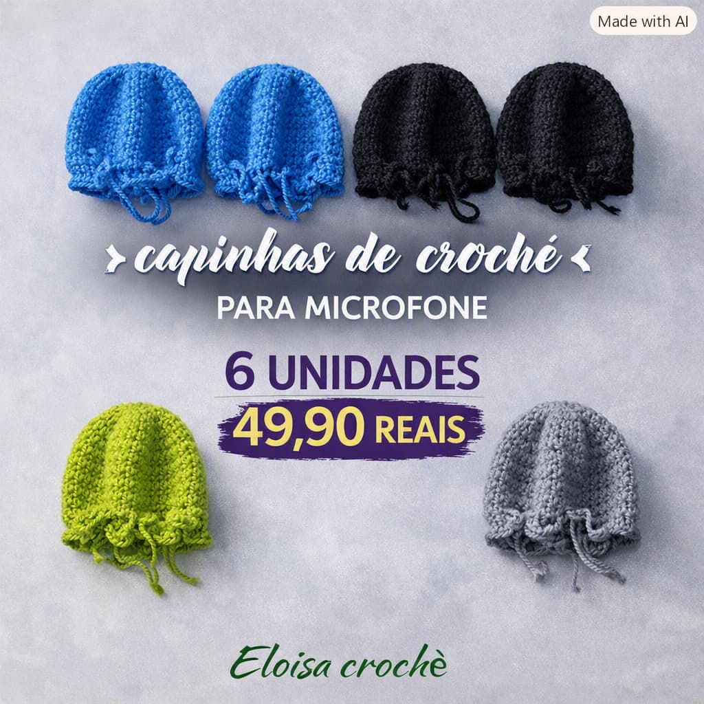 6PCs Capinhas de crochê para microfones (sujeita cores aleatórios)