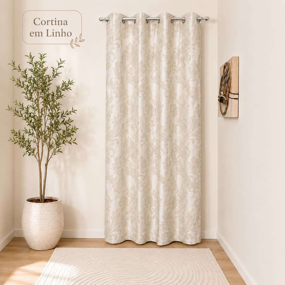 Cortina Para Porta Lumina em Linho Premium Sala Quarto e Cozinha 1,40mts X 2,20mts