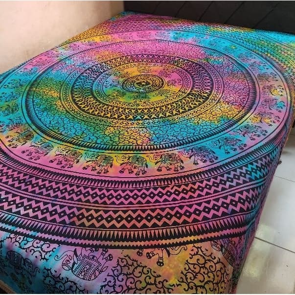 Colcha Casal Indiana  Estampa Cangão Praia Manta De Sofá Gigante Tie Dye