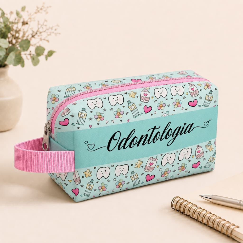 Necessaire Odontologia Verde Odonto Dentista Cirurgiao Presente Formatura Bolsa Organizadora Higiene Bucal Faculdade Jal