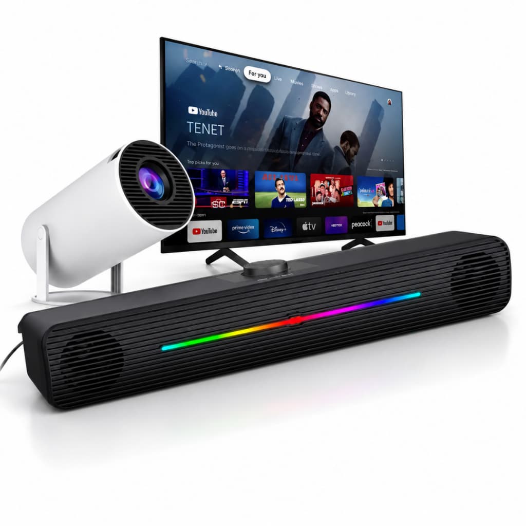 Soundbar Gamer RGB para PC USB P2 Estéreo 2.0 com Controle de Volume para Computador TV