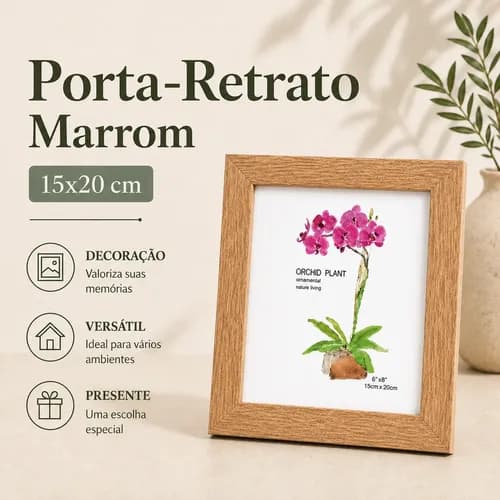 Porta-Retrato 15x20 cm Marrom para Decoração para Sua Mesa Moderno Moldura Porta-Retrato, Escritório