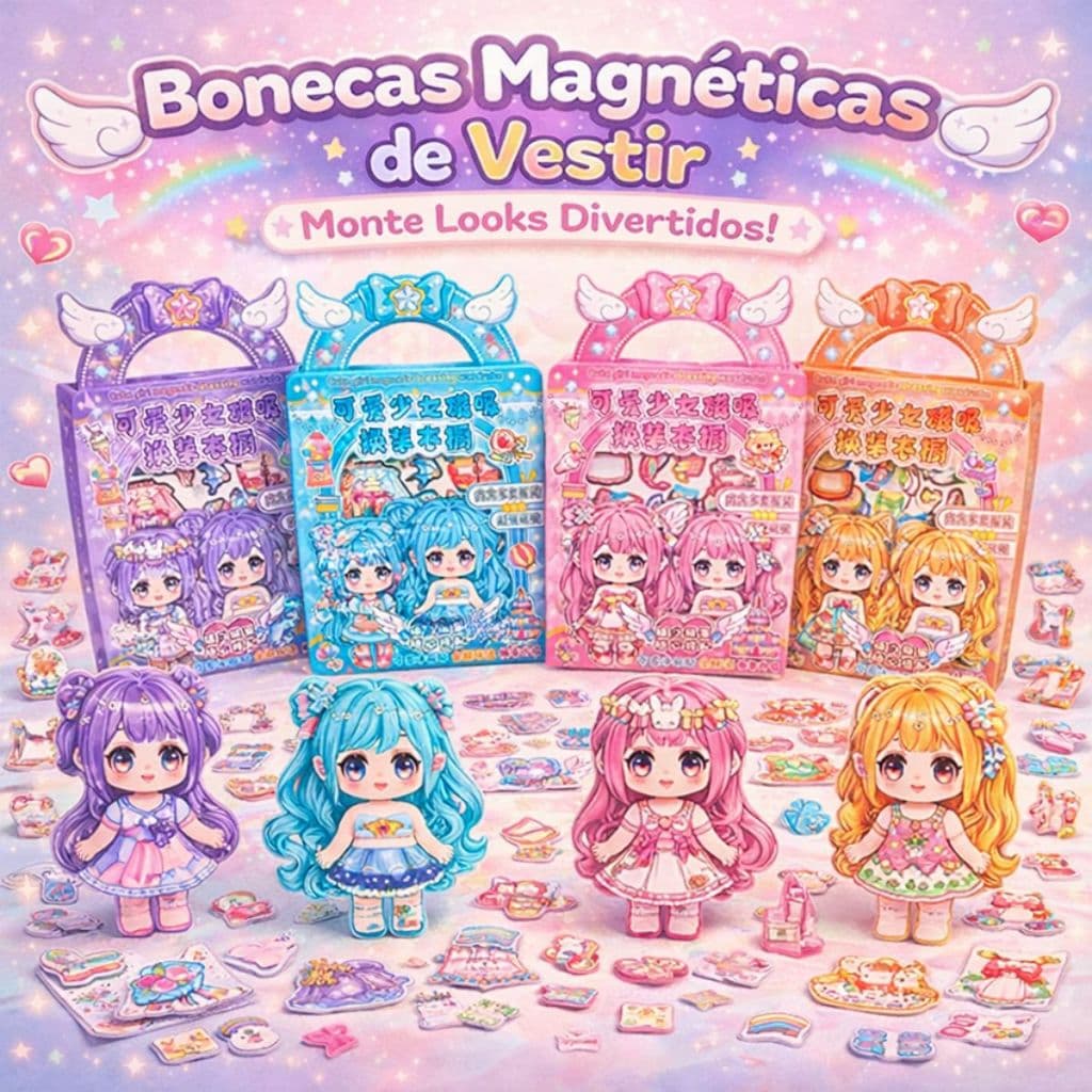 Kit Princesas Magnéticas Adesivos Reutilizáveis Para Vestir Com Roupas E Acessórios Montar Looks
