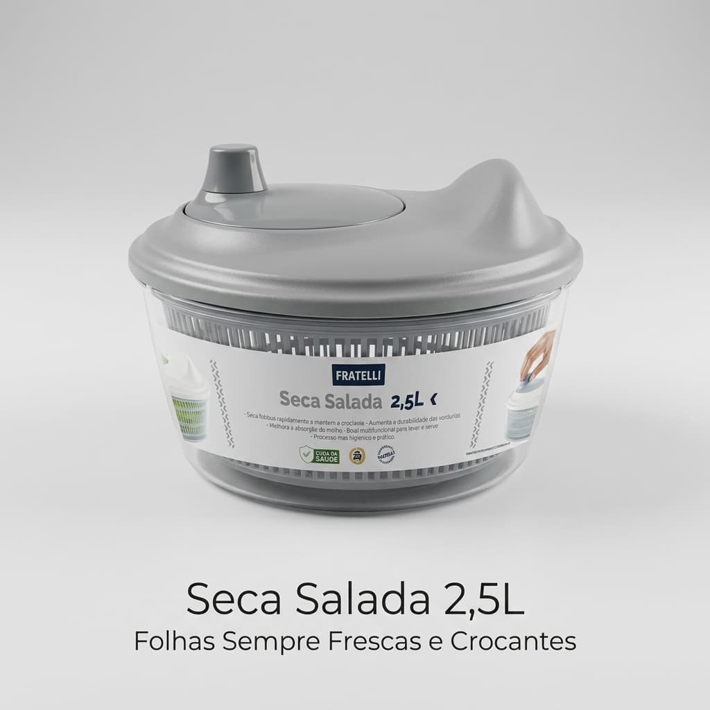 Seca Salada Centrifuga Manual De Folhas E Verduras 2,5L Prática Fratelli Pronta Entrega