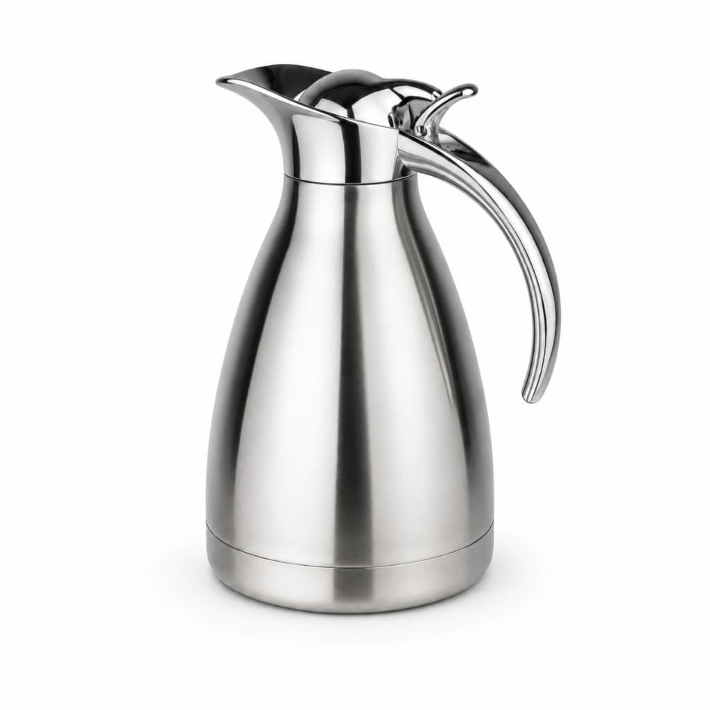 Garrafa Térmica Inox 1,5 Litros com Parede Dupla, Alça Ergonômica, Tampa de Acionamento e Bico para Servir Café e Cha