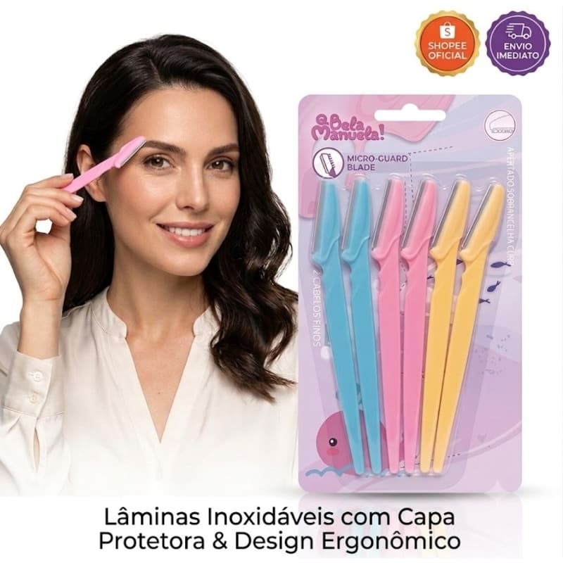 Kit Navalha Para Sobrancelha Q Bela Manuela - Lâmina para Sobrancelha e Buço - Dermaplain