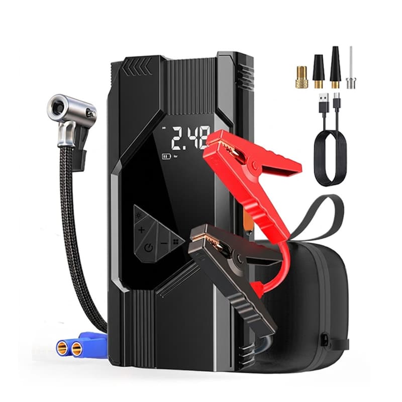 Auxiliar De Partida Automotivo 12v 1000A E Compressor De Ar Portátil Pneu 8000mAh Calibrador Digital