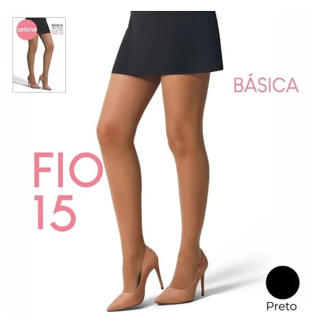 Meia-Calça Básica Fio 15 Elastano Lycra| Selene Feminina | Tamanhos P M G EG