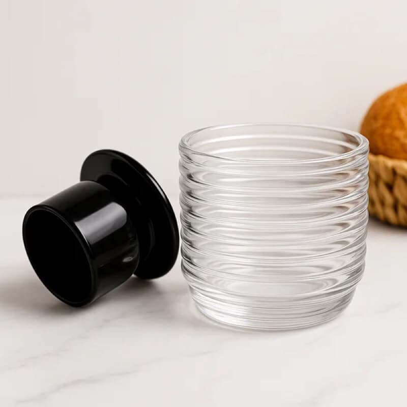Manteigueira Francesa de Vidro Colmeia Preta 9,5cm Elegante