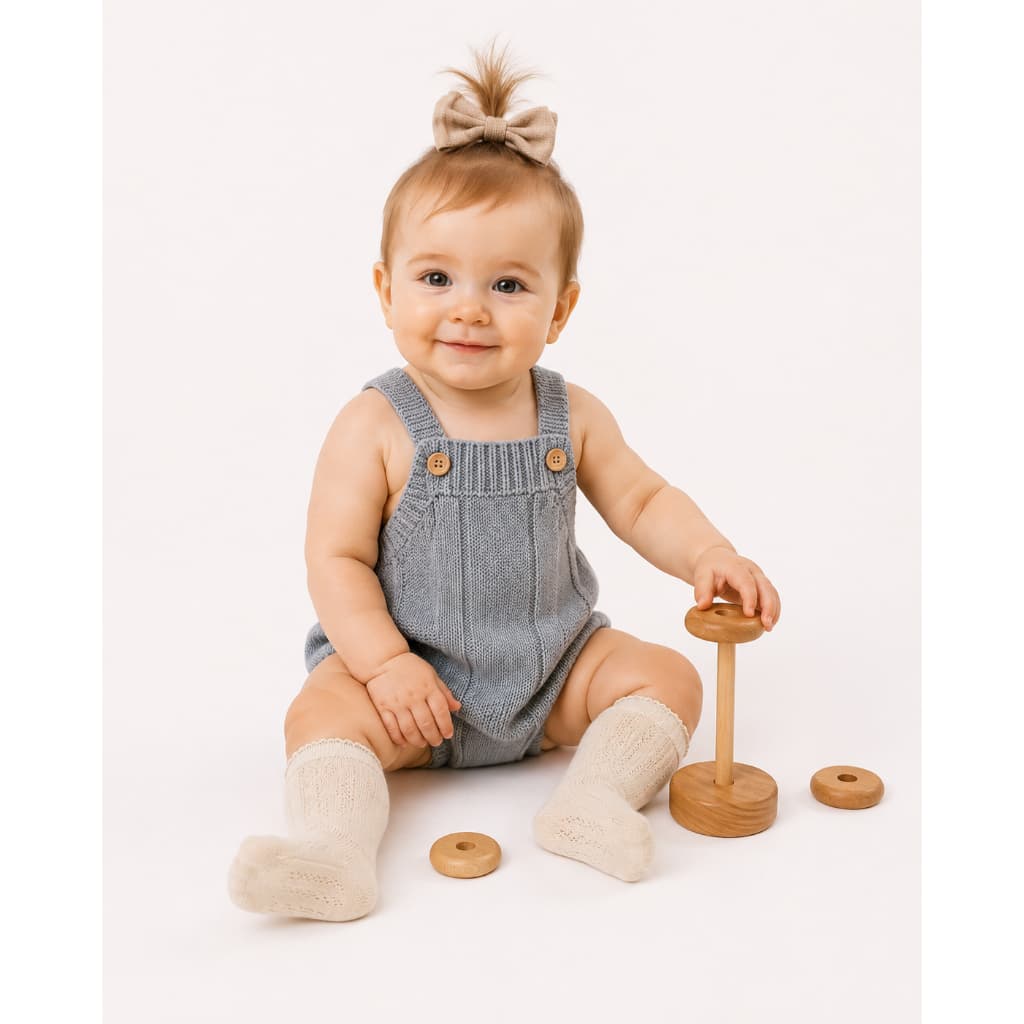 Romper de Tricot Menina (12 meses) Jardineira de Bebê EXCLUSIVA