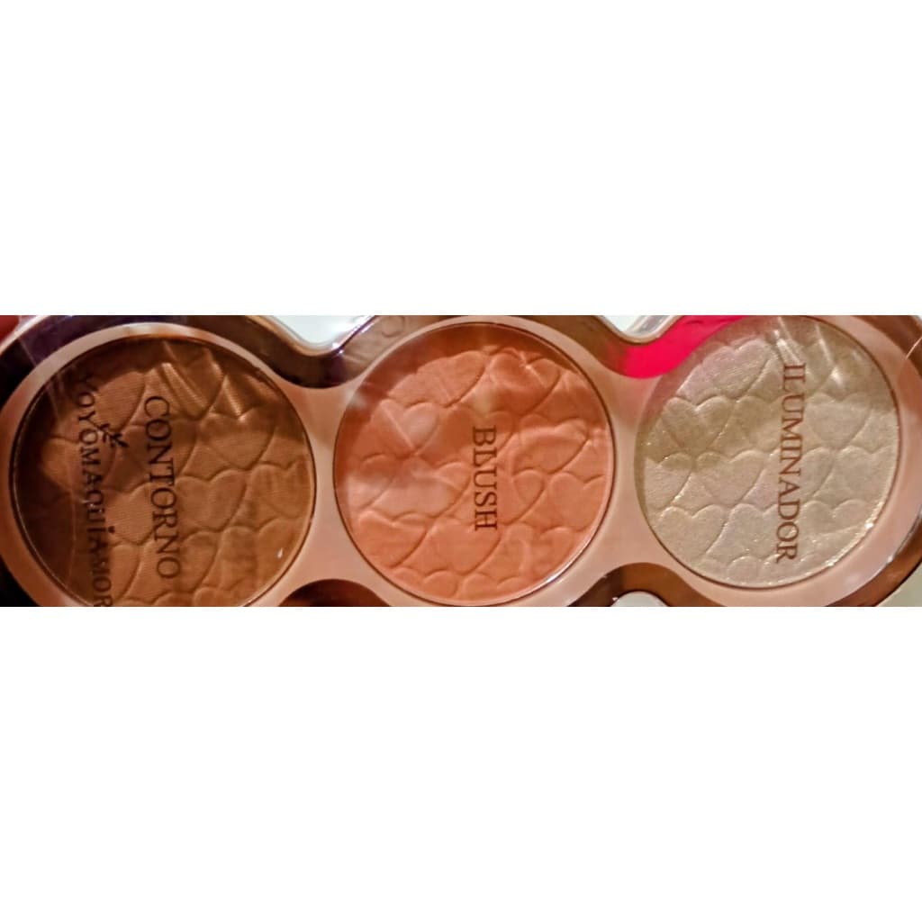 Paleta Trio Facial YoYo Maqui Amor – Iluminador, Blush e Contorno 3 em 1 Compacto e fácil de usar