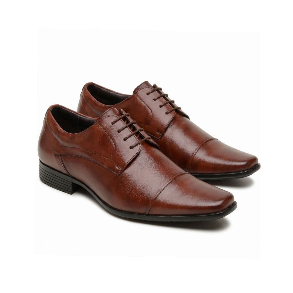 Sapato Social Masculino de Amarrar de Couro Conforto Premium Blaqueado Original Franca SP Sapato De Luxo Masculino