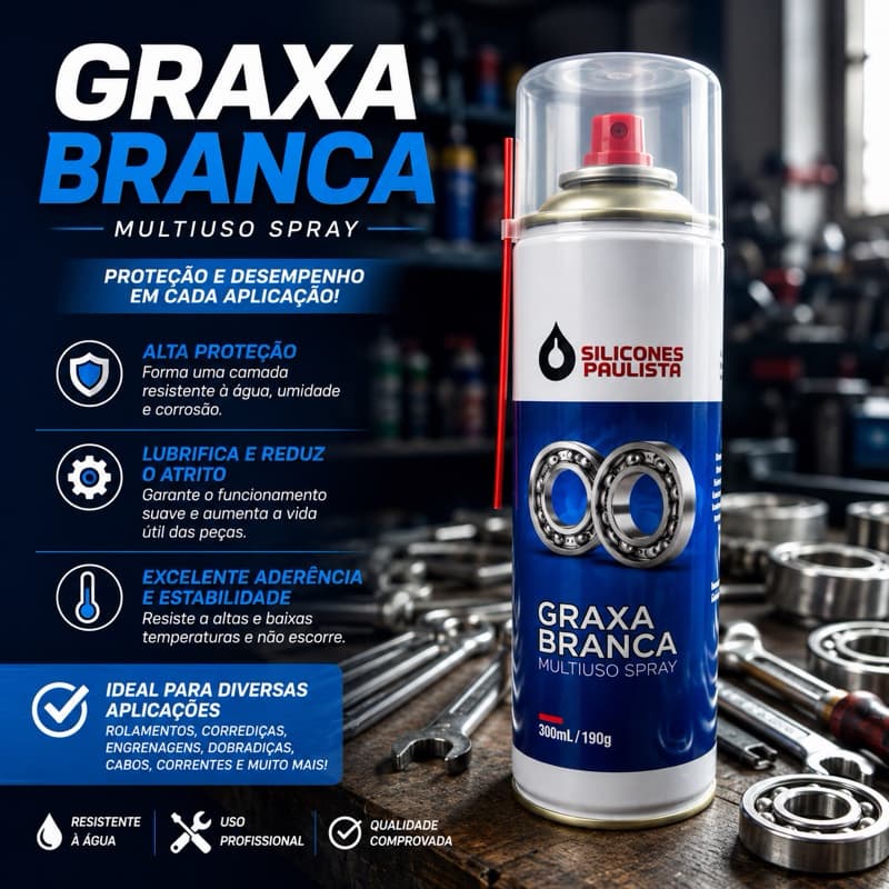 Graxa de Lítio Silicones Paulista Spray 300ml Resistente