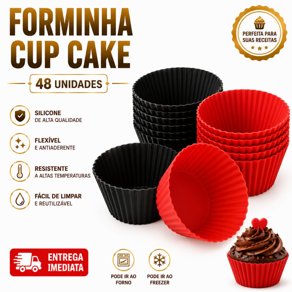 Forma Silicone Cupcake Muffin Forminha Redonda Doceria Utilidades Forminha Silicone Bolinhos Pudim Resistente