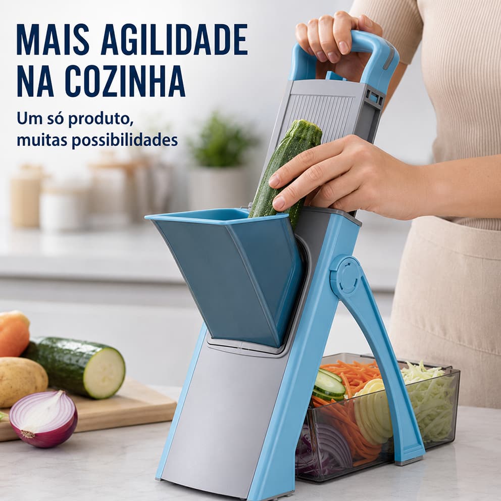 Cortador de Legumes Multifuncional 5 em 1 para Cozinha，Chopper Manual para Fatiar, Ralar Legumes, Frutas e Batata
