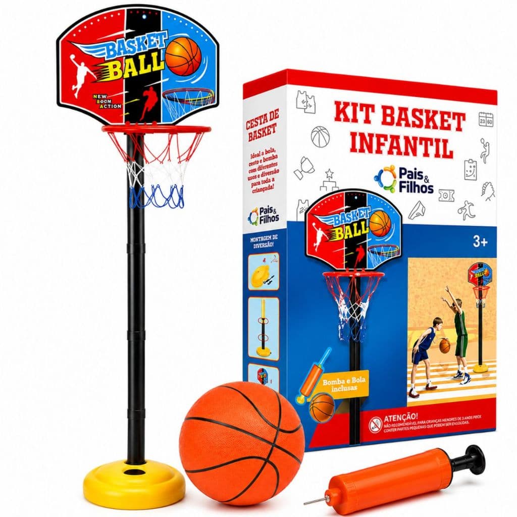 Kit Basquete Infantil Jogo Com Tabela Bola e Cesta Brinquedo Esportivo Para Menino E  Menina