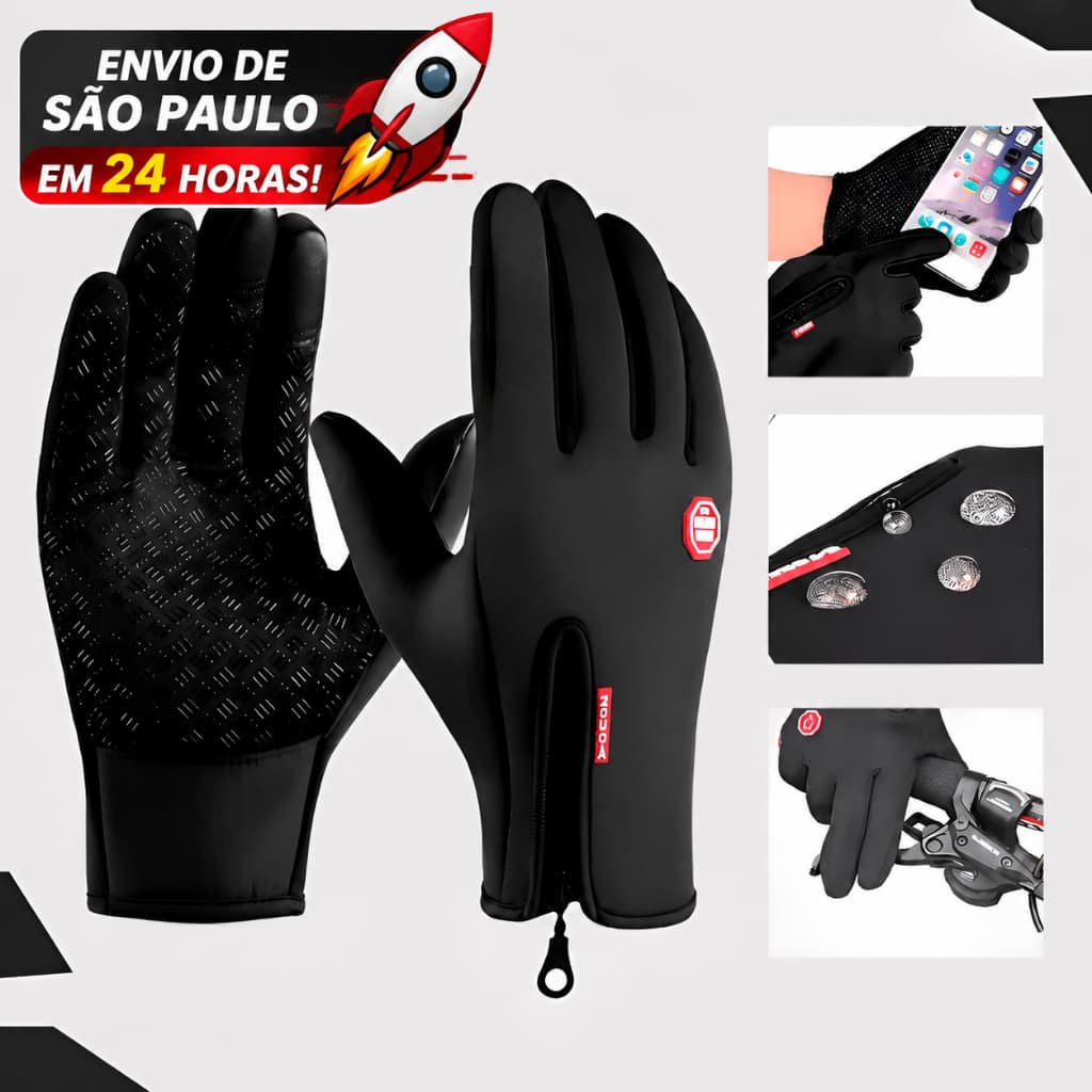 Luva Motoqueiro Térmica Unissex para Moto Impermeável Touch Screen Luva de Motociclista para Frio Motoboy