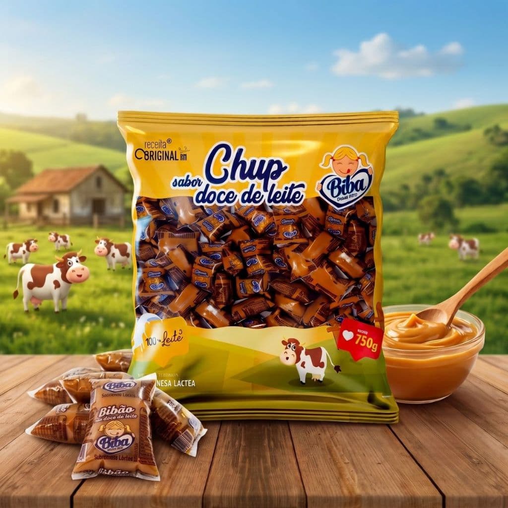 Chup Sabor Doce de Leite 15g C 50 Unidades 750g Biba