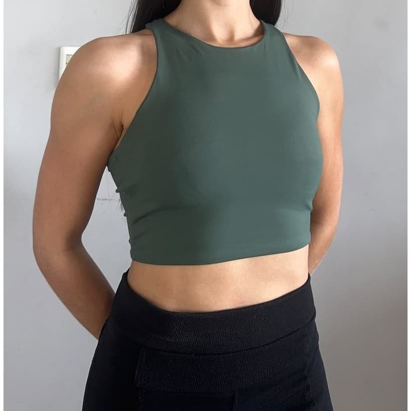 Cropped feminino regata lisa top cropped academia forro duplo com Sustentação bojo cropped poliamida blusa