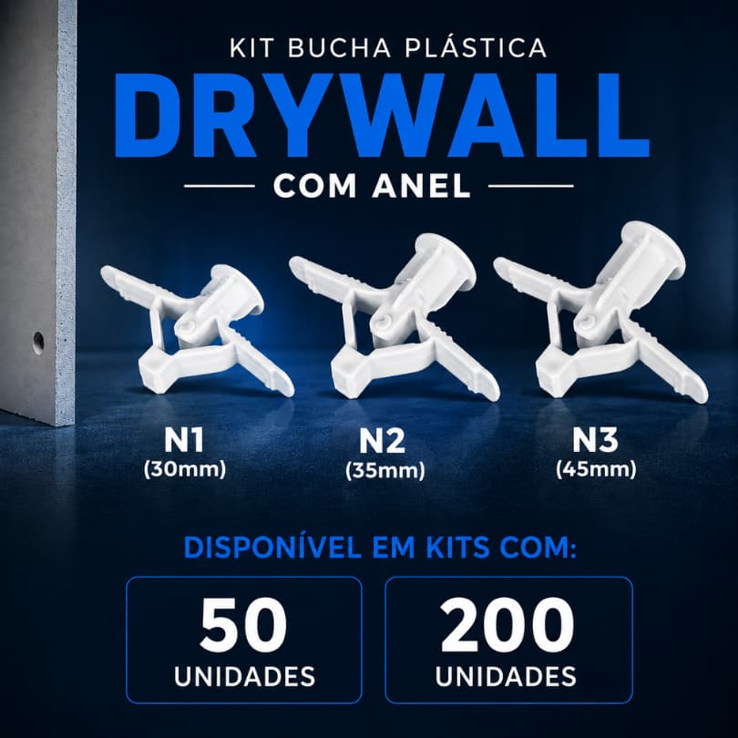 Bucha Plástica Gesso Drywall Para Fixação em Gesso Acartonado Alta Resistência 200 ou 50 unidades