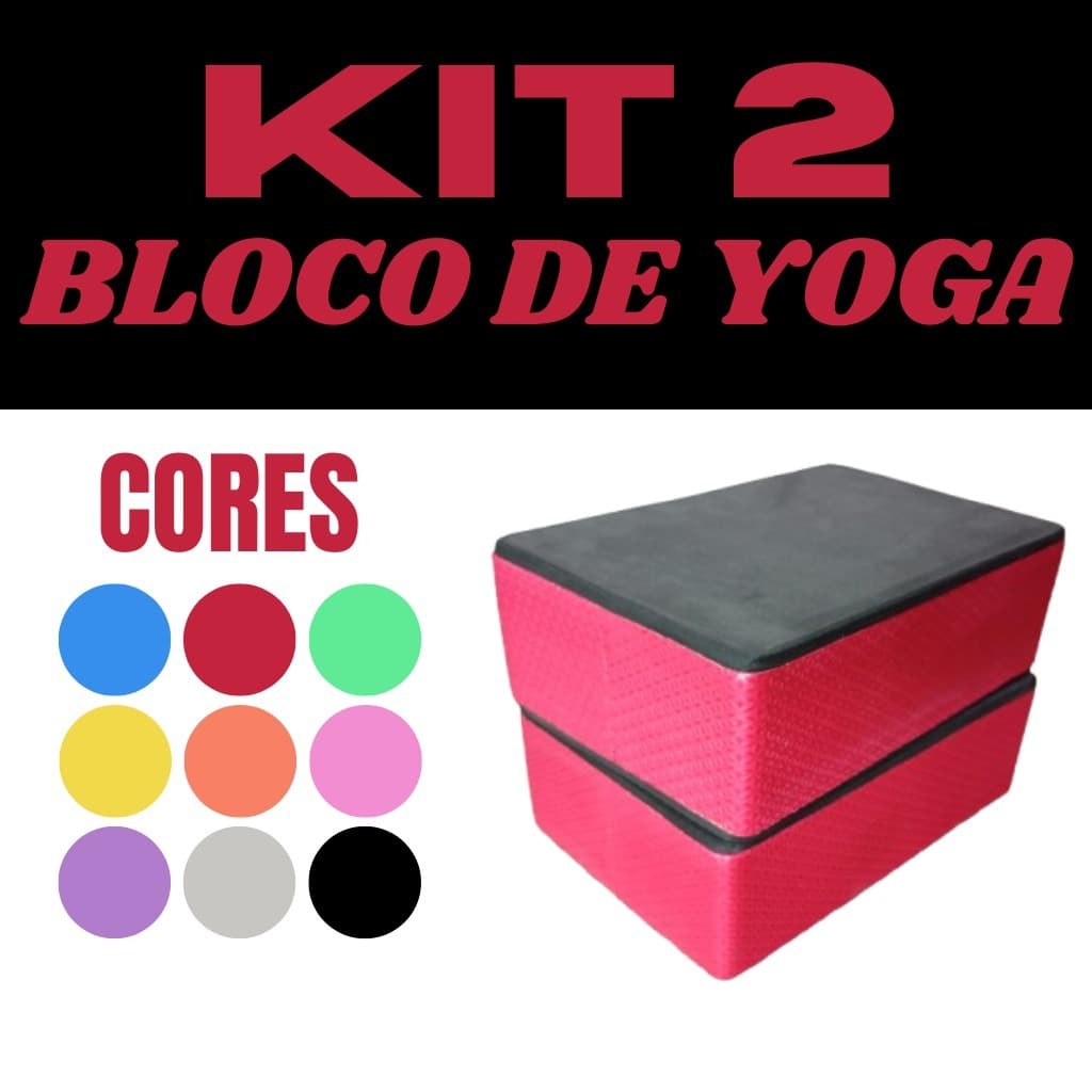 KIT 2 Bloco de Yoga 24x16x8Cm Tijolo Exercícios EVA Pilates esportivo