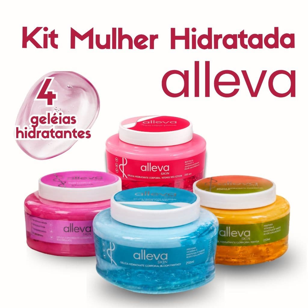 Kit 4 Geleias Hidratantes Corporais Alleva Skin 250ml Hidratante Corporal