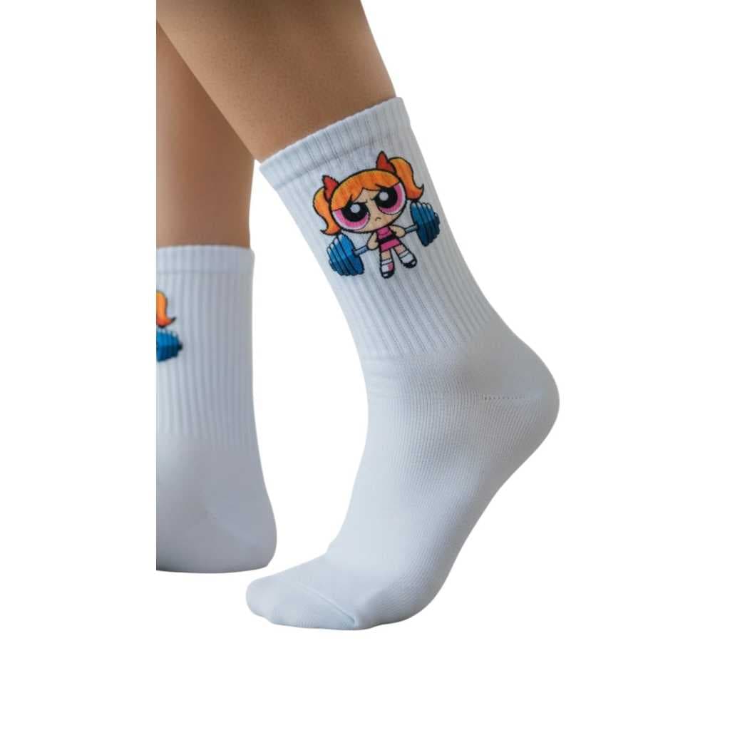 Meias Cano Alto Feminina Meninas Super Poderosas Casual Academia Personagens Premium