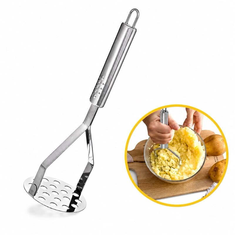 Amassador de Batata Macetador para Legumes Batatas Cenoura Purê Tomate Amassar Aço Inox Resistente