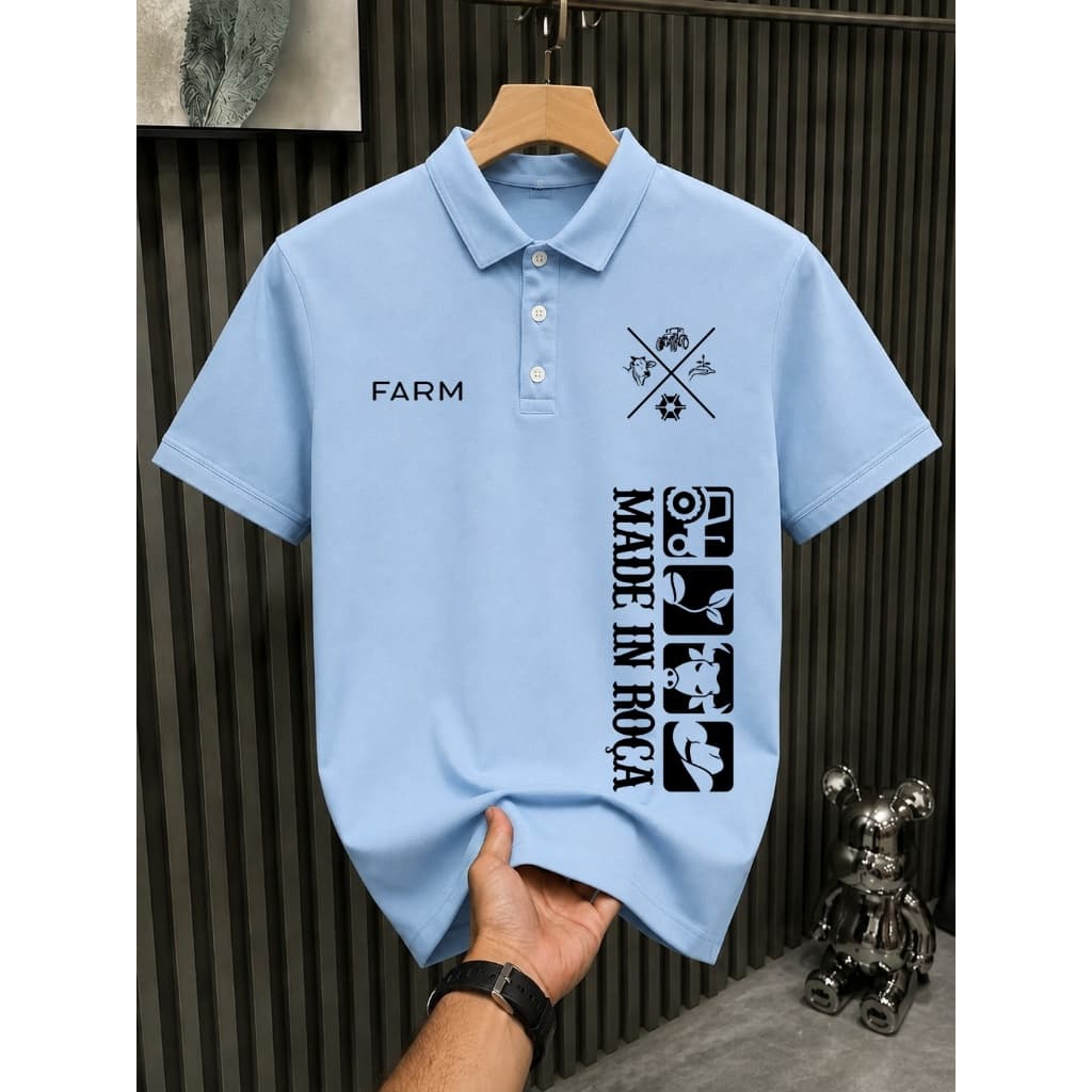 Camisa Polo Farm Made In Roça Agro Country Cowboy Malha Piquet
