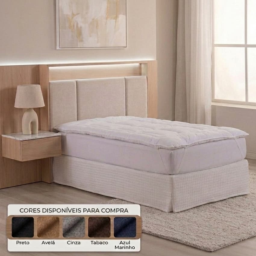 Pillow Top Solteiro 1,88m x 0,88m Protetor De Colchão Cama Box Macio Aveludado 400 Fios Com Elástico