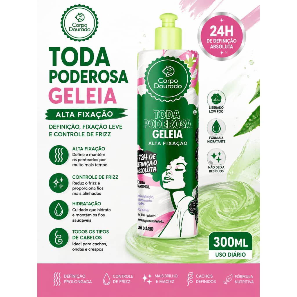 Geleia Capilar Corpo Dourado 300ml – Definição, Fixação Leve e Controle de Frizz