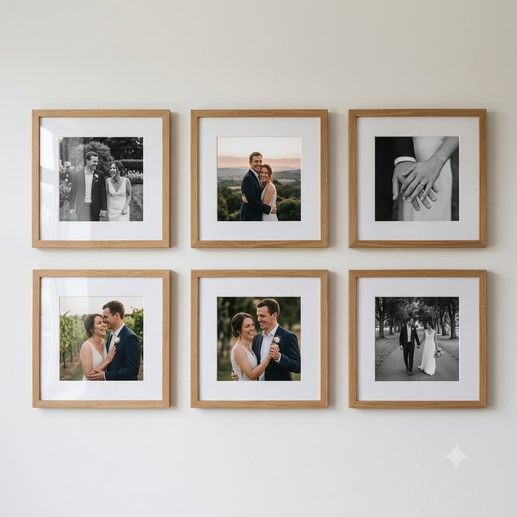 kit 6 Porta Retrato 20x20 Moldura Paspatur 3 tamanhos de Foto Quarto Sala Quadro Decorativo