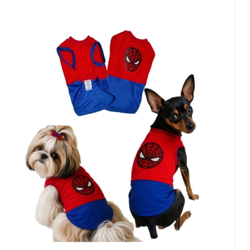 ROUPA PET FANTASIA SPIDER ROUPA DE CACHORRO HERÓIS ARANHA CAMISETA PET CACHORRO E GATO