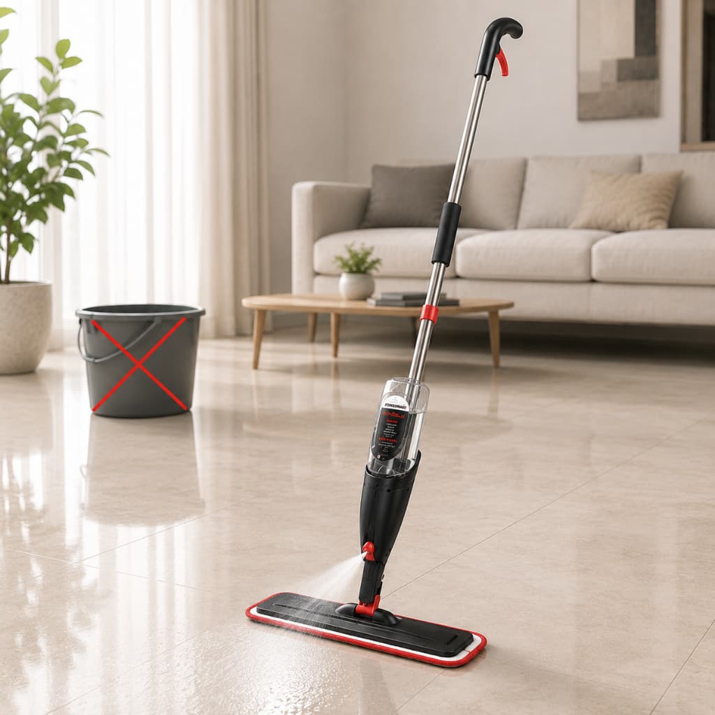 Mop Spray com Reservatório 380ml e Refil Microfibra 40cm para Limpeza de Pisos