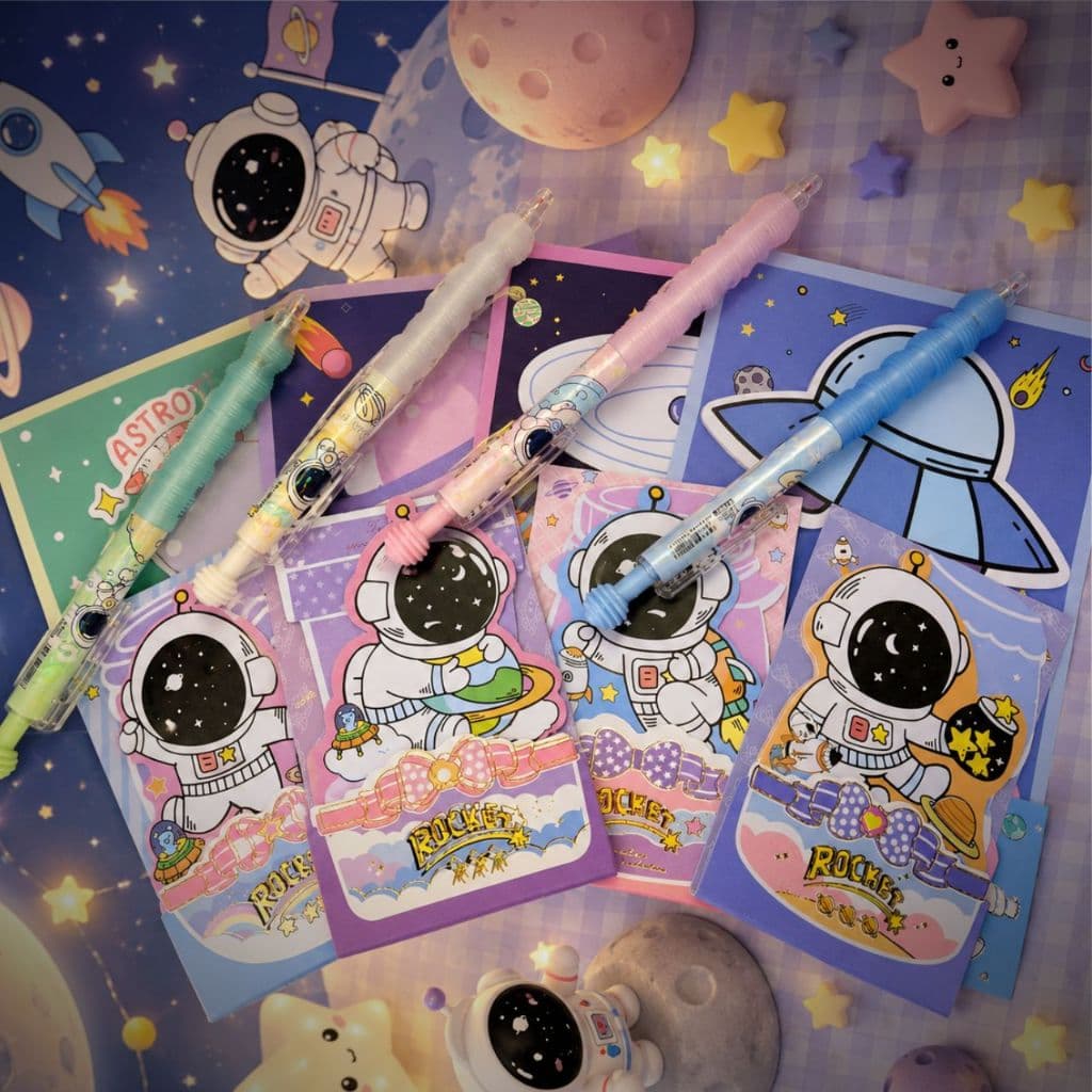 Super kit Universo/Astronauta/Espaço Sideral - Papelaria Fofa - Post-it/Bloco Notas Adesivas, Canetas, Cartela Adesivos