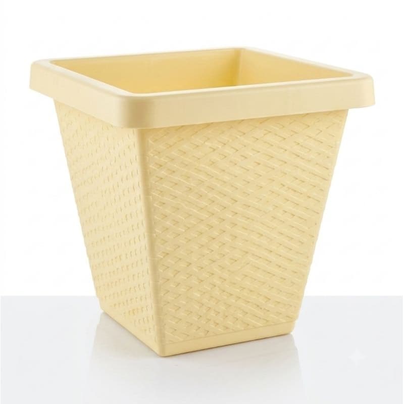 Vaso Quadrado Rattan 41 Litros Grande Plastico Reforçado Plantas Arvore Frutifera Palmeira Flores Folhagem Sala Jardim