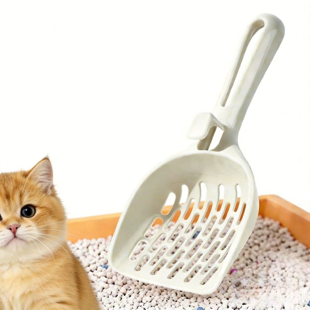 Pá Coador De Areia Para Gato Ergonômico Furos Grandes Cinza Escovinha De Limpeza De Furo