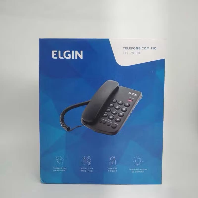 Telefone Com Fio Elgin TCF-2000 Preto Com Chave de Bloqueio